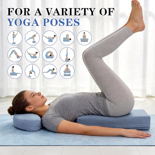 Set of 2 Yoga Bolster Pillows for Meditation & Support