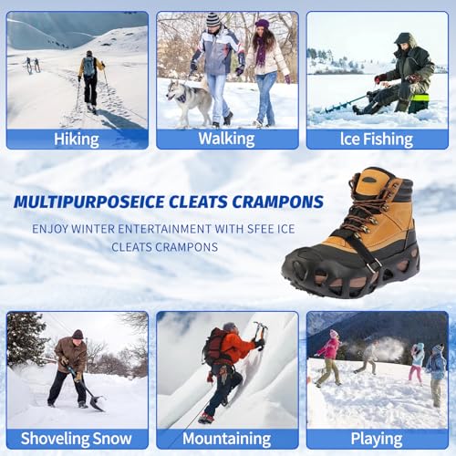Ice Cleats for Shoes and Boots - 30 Spike Crampons, Medium Size
