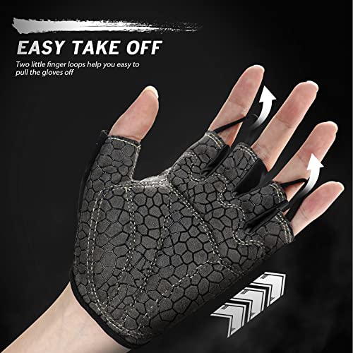 Half-Finger Cycling Gloves for Men & Women - Black, Large