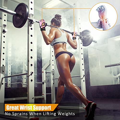 Weight Lifting Workout Gloves - Breathable Fingerless Gym Gloves - Pink, Medium