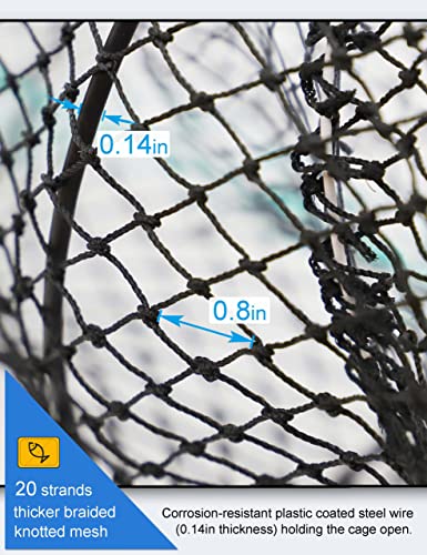 Hlotmeky Crab Trap with 10m Rope - Foldable Lobster & Crawfish Fishing Net, Durable Bait Trap