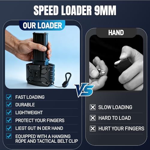 Glock 9mm Speed Loader with Belt Clip - Durable Nylon Design