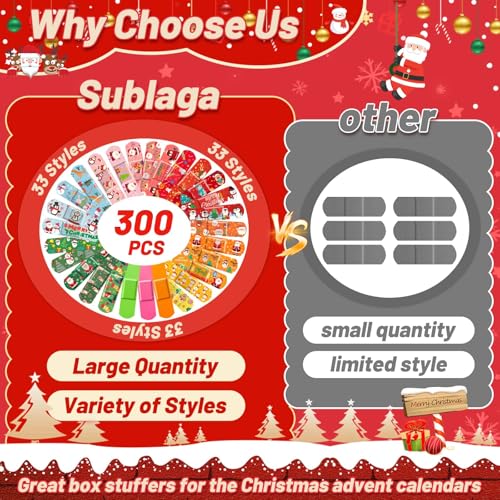 300 Pcs Christmas Bandages for Kids - Santa Claus & More