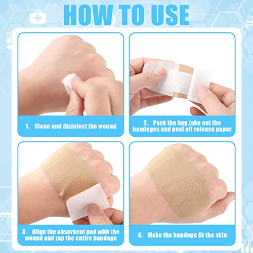 Sinmoe Brown Large 2x4 Inch Adhesive Bandages 100 Pcs, Breathable Fabric