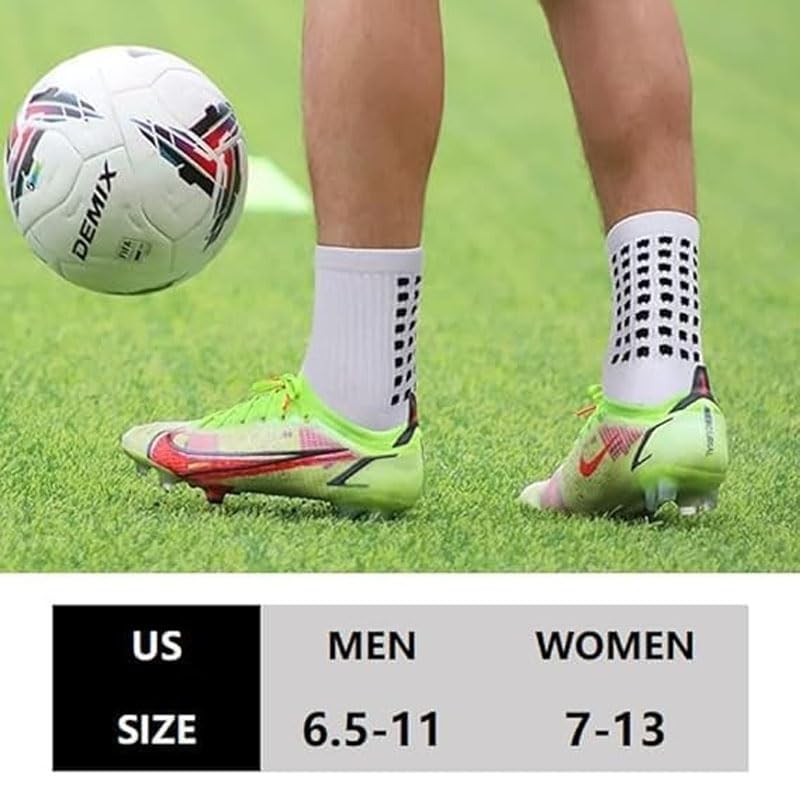 Anti-Slip Grip Soccer Socks - 4 Pairs, Black, One Size