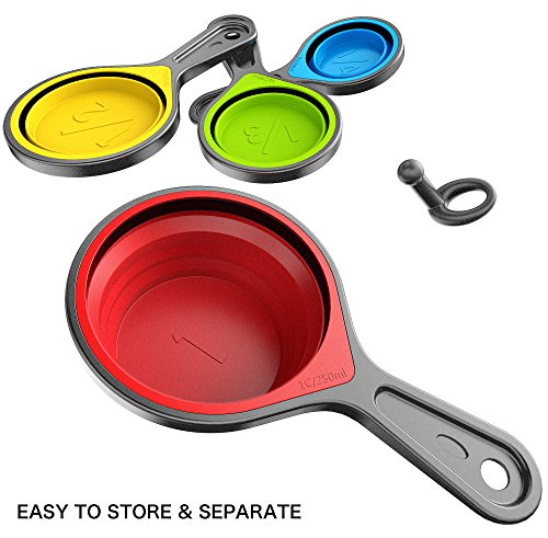 Collapsible Measuring Cups and Spoons Set - 8 Pieces, Multicolor