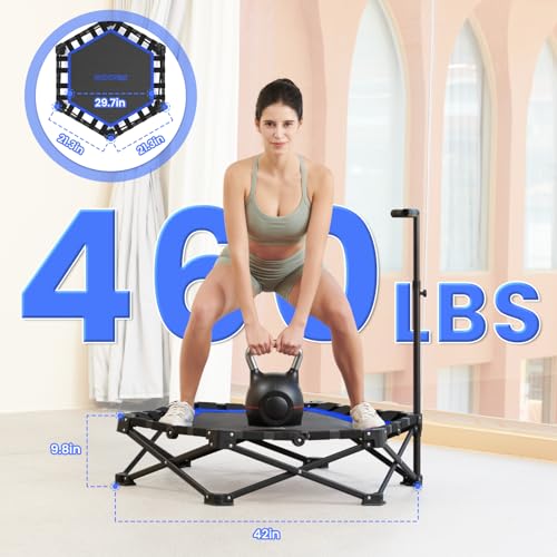 42'' Foldable Mini Trampoline for Adults with Handle - Blue