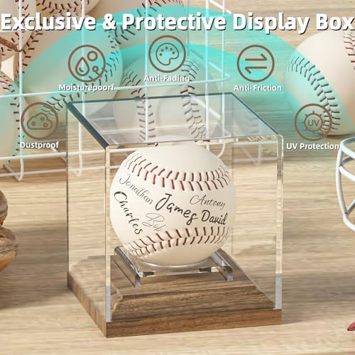Baseball Display Case with Walnut Wood Base & Acrylic Holder