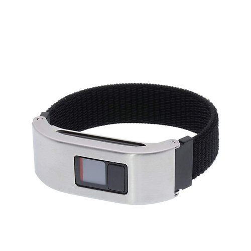 Leiou Woven Nylon Strap Compatible with vivofit 3/jr/jr2 Replacement Band Sport Mesh Watchband with Silver Metal Case (Seashell, S/4.8"-6.8")