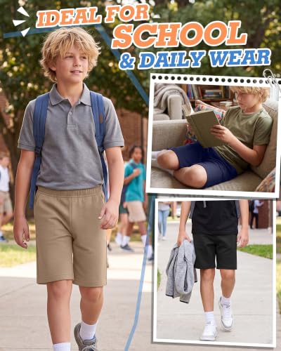 Boys Athletic Shorts - 3 Pack with Pockets for Active Play