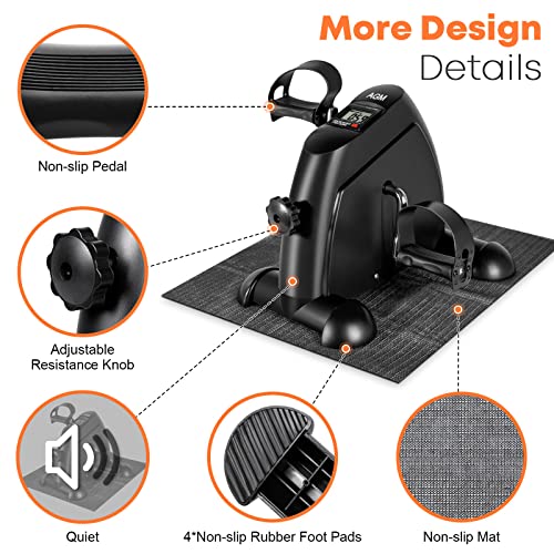 Mini Exercise Bike - AGM Under Desk Pedal Exerciser with LCD Screen - Black