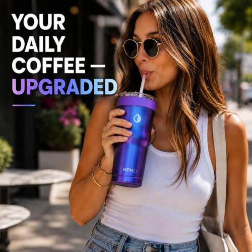 Hemli Iced Coffee Sleeve Universal 16–24 oz Insulated Koozie - Red Purple