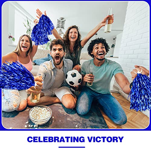 Blue Cheerleading Pom Poms - 4 Pack with Plastic Handles