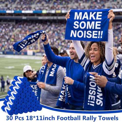30 Pack Rally Towels - Navy Blue Make Some Noise Cheer Towels
