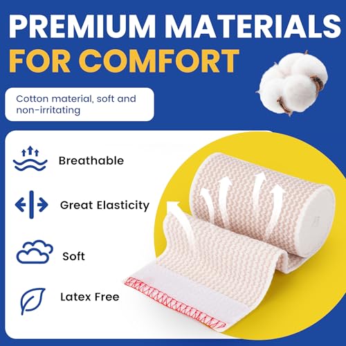 3" Elastic Compression Bandage Wrap - 4 Pack for Knee & Ankle