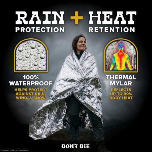 Emergency Thermal Mylar Space Blankets - 5 Pack - 4 x 7 ft