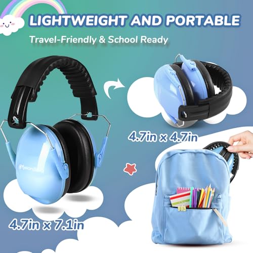MelonArt Kids Ear Protection Earmuffs 3 Pack Noise Cancelling Headphones for Kids 27dB Toddler Soundproof Headphones Noise Reduction for Autism Sensory Shooting (Blue & Pink & Green)