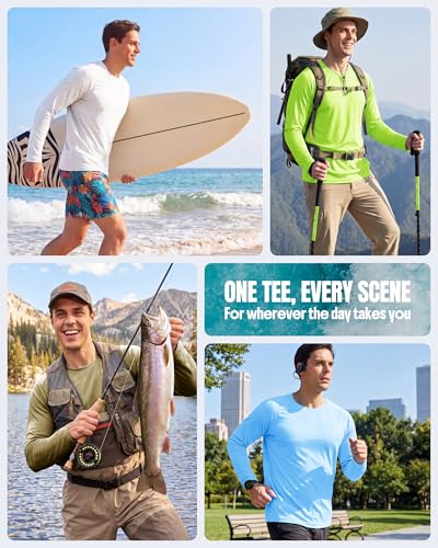 Men's Long Sleeve UV SPF 50+ Quick Dry Swim Shirt Rash Guard