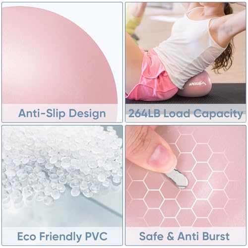 9 Inch Pilates Ball - Soft Pink Exercise Ball for Yoga, Fitness, Core Workout