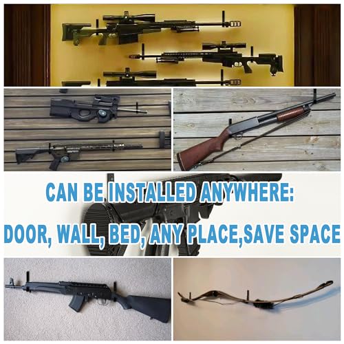 Horizontal Wall Mount Gun Rack - Metal Shotgun & Rifle Hanger - 1 Pair