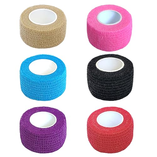 6 Pack Self-Adherent Cohesive Bandage Tape - 1 Inch Breathable Athletic Wrap