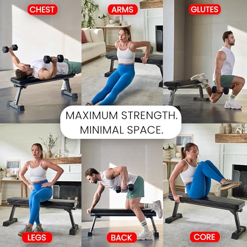 Foldable Flat Weight Bench - 1,000 lb Capacity for Home Gym