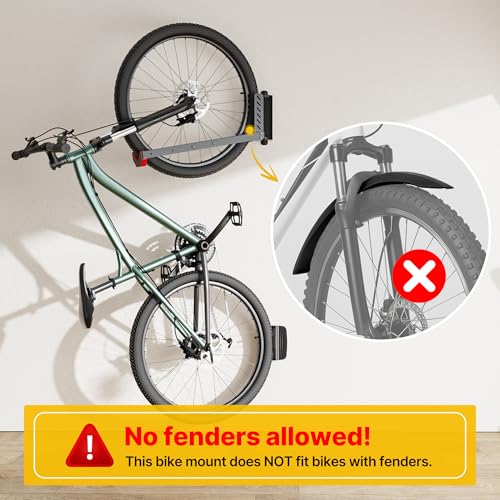 No-Lift Swivel Bike Wall Mount - 2 Pack, Space-Saving Bike Storage