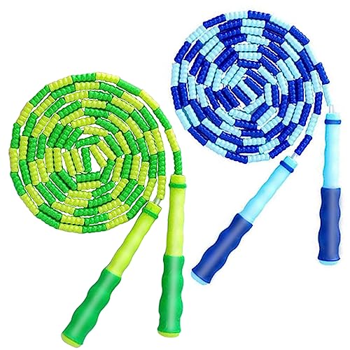 Adjustable Tangle-Free Jump Rope for Kids & Adults - Blue & Green