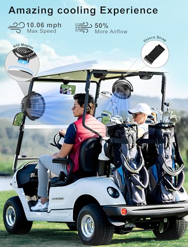 2-Pack Rechargeable Magnetic Golf Cart Fan with LED Lantern