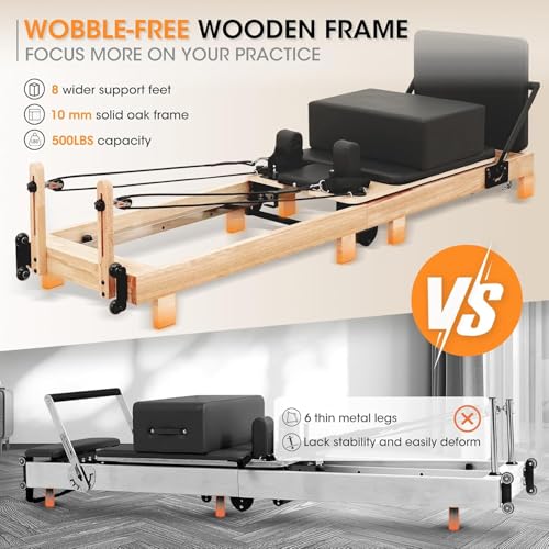 Wooden Pilates Reformer Machine with Jump Board & Accessories