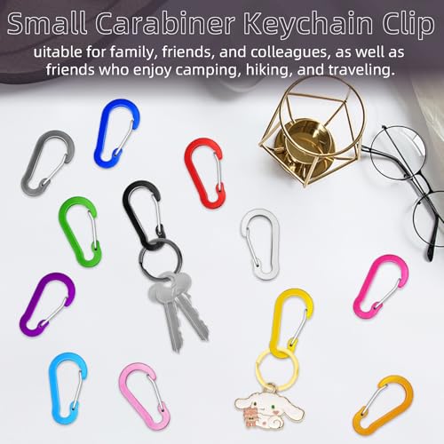12pcs 2-Inch Aluminum Carabiner Clips - Assorted Colors