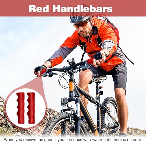 Red Kids Bicycle Handlebar Grips - 3/4 Inch Non-Slip Design