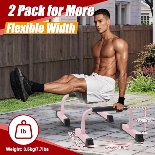 Push Up Bars - Sweat-Resistant Parallettes for Strength Training - Pink