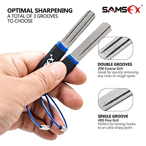 Portable Fishing Hook Sharpener Tool - 2PCS Diamond Files, Blue & Black Handle