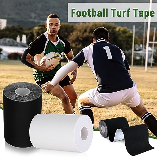 Jenaai Black and White Football Turf Tape - 33ft Support & Injury Prevention