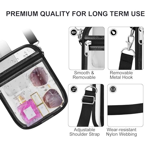 Clear Stadium Bag - Small Women's See-Through Crossbody Purse - Black