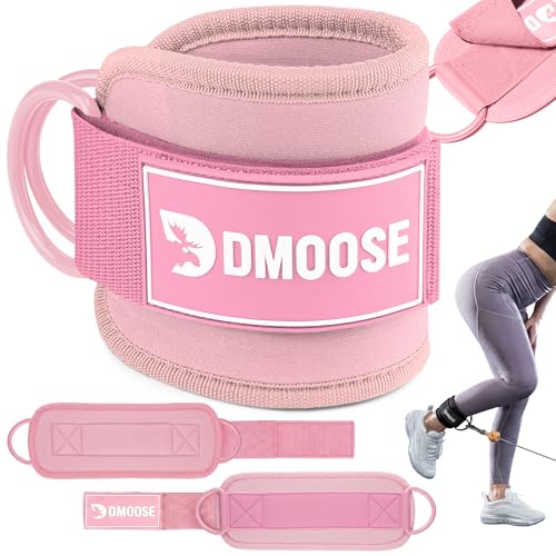 Ankle Strap for Cable Machine - Premium Padded Kickback Cuffs - Bubblegum Pink