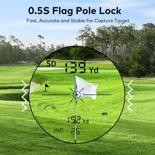 MOESAPU White Golf Rangefinder with Slope, 1200 Yards, Flag Lock, Speed