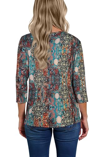 3/4 Sleeve Tops for Women Graphic Crew Neck Fall Blouses Spring T