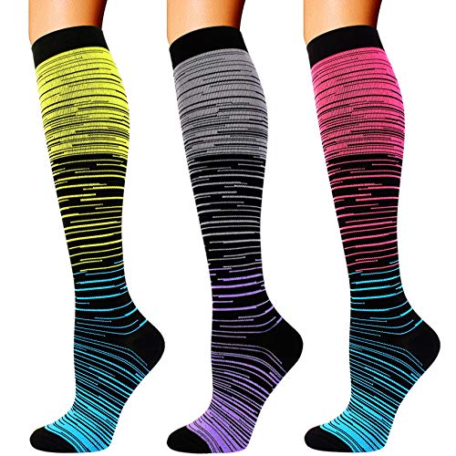Compression Socks for Women & Men - 20-30mmHg Knee High - Large-X-Large Multicoloured