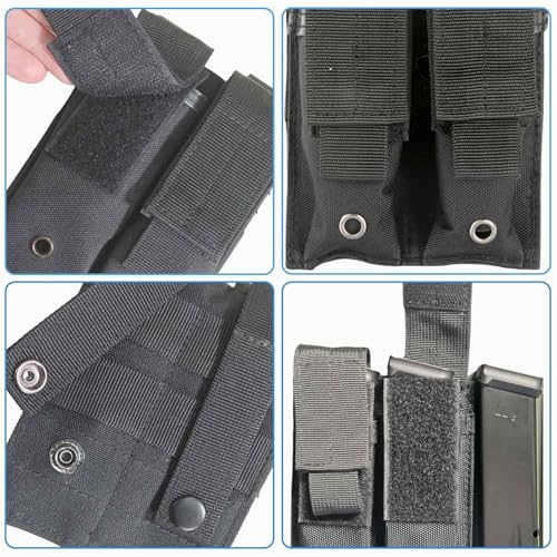 Tactical Double Pistol Mag Pouch - Black, Fits 9mm, .40, .45