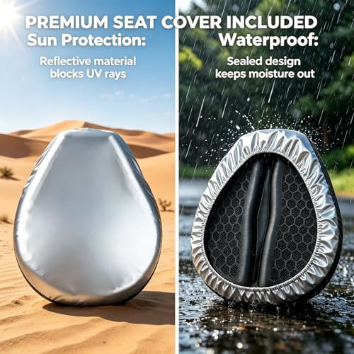 Foldable Motorcycle Gel Seat Cushion with Waterproof Cover | Ergonomic Bumper Pad