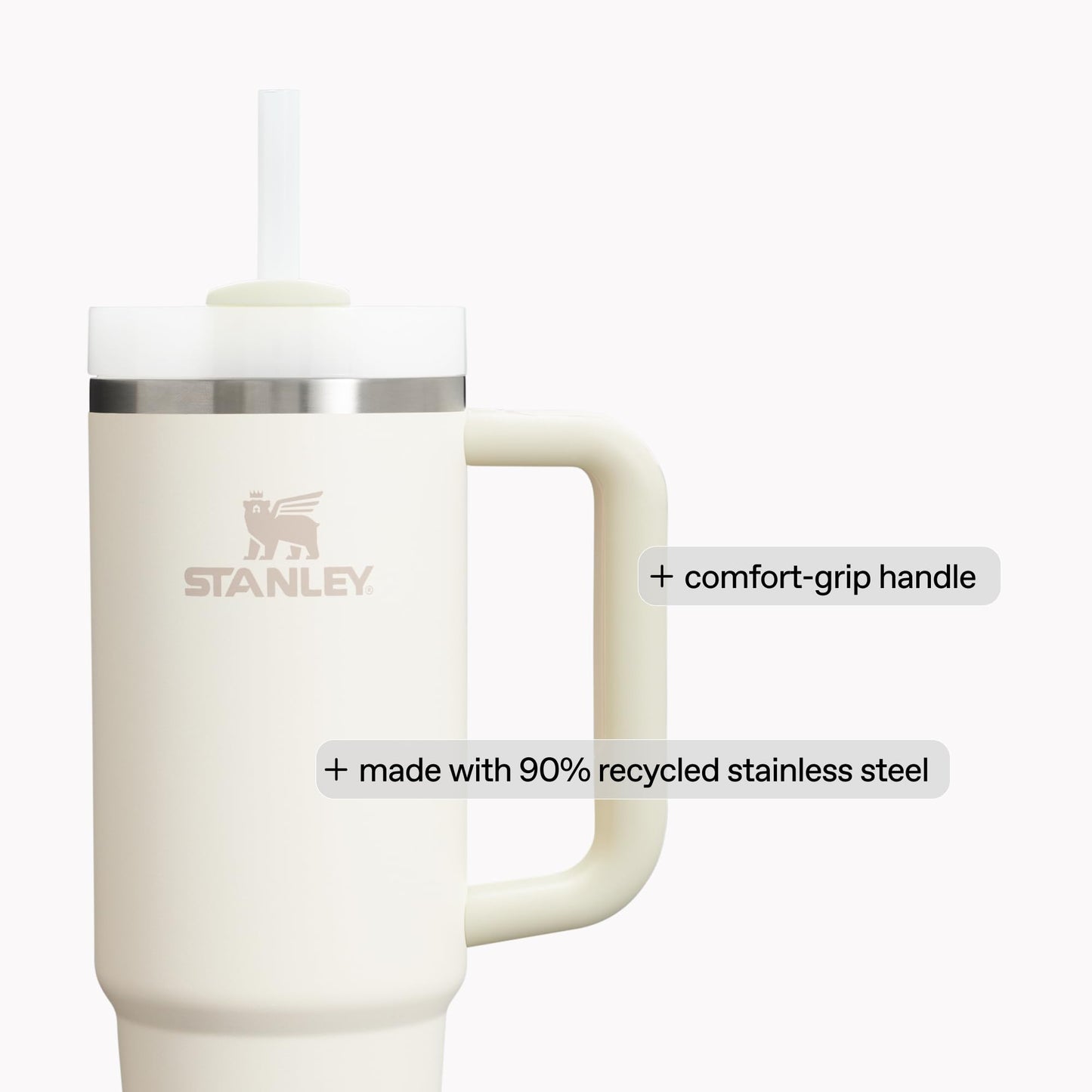 STANLEY Quencher H2.0 Tumbler with Handle and Straw 40 oz | Flowstate 3-Position Lid | Cup Holder Compatible for Travel | Insulated Stainless Steel Cup | BPA-Free | Peony
