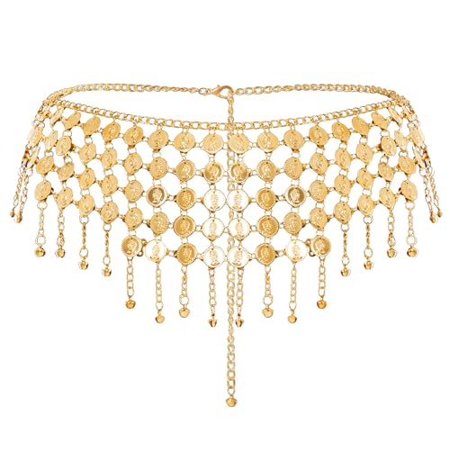 Belly Dance Coin Scarf Belt - Regular Gold