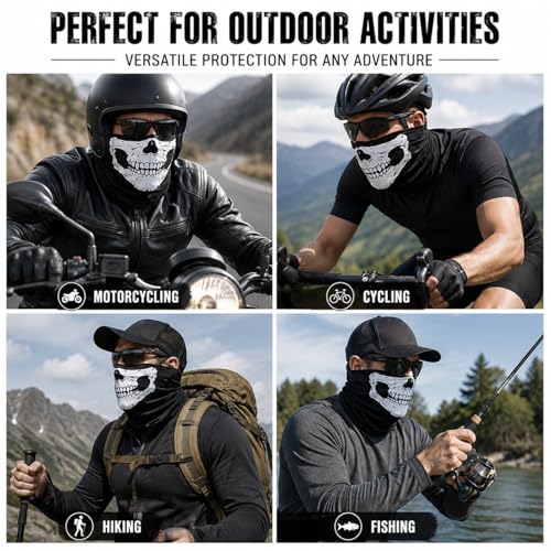 Skull Balaclava Mask Set - 4Pcs Black Gator Masks for Outdoor Sports