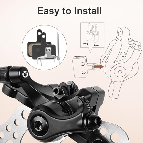 Semi-Metallic Bicycle Disc Brake Pads - 2 Pairs, Quiet MTB Brakes