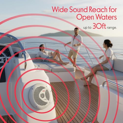 Pyle 6.5 Inch Dual Marine Speakers 2-Way Waterproof Outdoor Audio System PLMR60W (White) - 150W, Polypropylene Cone