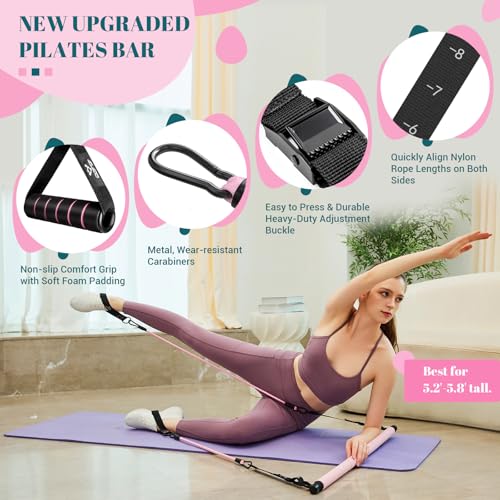 Pilates Bar Kit with Resistance Bands for Full Body Workouts