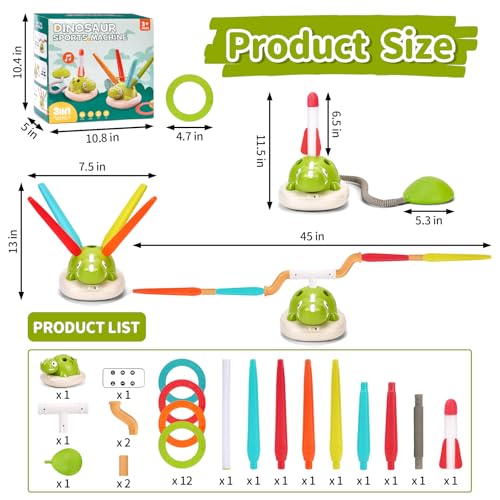 3-in-1 Dinosaur Rocket Launcher Toy - Musical Jump & Toss