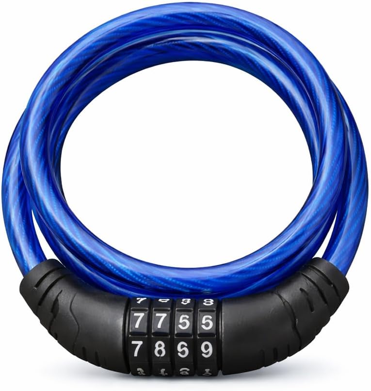 Skiennix Bike Lock Cable - 4 Ft 10Mm Resettable Combination Lock for Bikes, Scooters & Gates